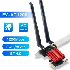 [Tx inclusa] Fenvi Placa de rede sem fio 1200Mbps, adaptador WiFi, Bluetooth 4.0, banda dupla