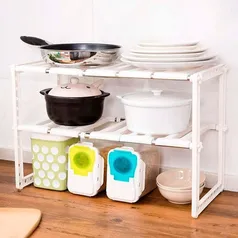 Organizador Rack De Cozinha Multiuso Ajustavel Branco