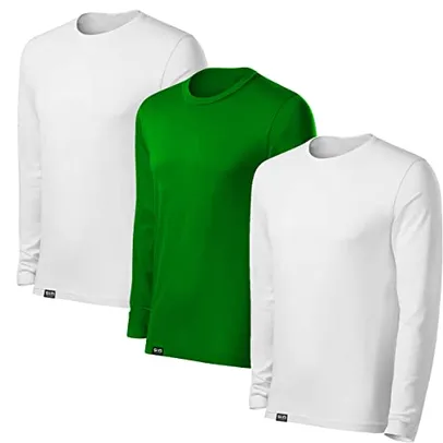 Kit com 3 Camisetas Proteção Solar Uv 50 Ice Tecido Gelado – Slim Fitness - Branco - Branco - Verde 