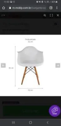 (PRIMEIRA COMPRA) Conjunto com 2 Cadeiras Charles Eames com Braço I Branco | R$269,90