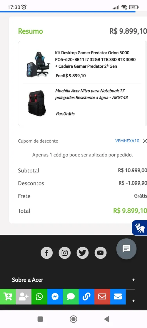 Imagem na descrição da promoção