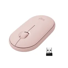 [Prime] Mouse sem fio Logitech Pebble M350 com Conexão USB ou Bluetooth, Clique Silencioso, Design Slim Ambidestro e Pilha Inclusa - Rosé