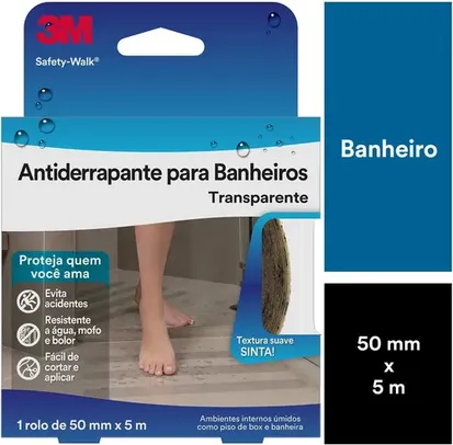 [ PRIME ] 3M, Fita Antiderrapante Para Banheiros, Safety-Walk, Transparente, 50mm x 5m, 1 Unidade