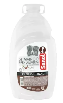 Shampoo Pré-lavagem coco, Sanol Dog, 5 litros, Branco