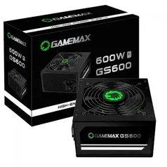 Fonte Gamemax GS600, 600W, 80 Plus White, PFC Ativo, Black