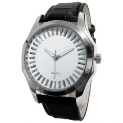 Relógio Feminino Analógico Philipe Brissot, Pulseira de Couro Preta - PB-1053 por R$ 23