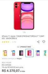 iPhone 11 128gb, vermelho | R$4243