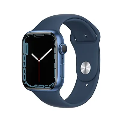 Apple Watch Series 7 (GPS), Caixa em alumínio azul de 45 mm com Pulseira esportiva azul abissal