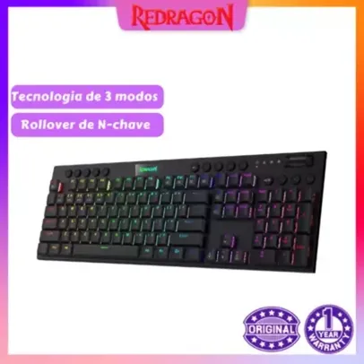 Teclado Redragon Horus Wireless RGB, Mecânico, Bluetooth 2.4GHz, Wired, Tri Mode, Low Profile, K618