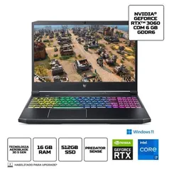 Notebook Gamer Acer Predator Helios 300 i7 11800 Geforce RTX 3060 16GB 512GB SSD 15,6 PH315-54-7852