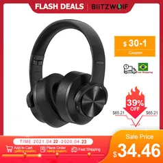 (NOVOS USUÁRIOS) Fones de ouvido bluetooth BlitzWolf BW-HP2 | R$132