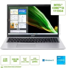 ACER Notebook Aspire 3 A315-58-31UY Intel Core i3– 1115G4 8GB RAM 256GB SSD (UHD INTEL) LED 15,6 FHD