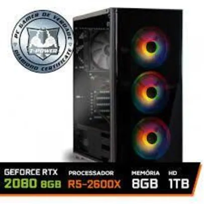 PC Gamer T-Power Major LVL-4 AMD Ryzen 5 2600X 3.6GHz / Geforce Rtx 2080 8gb / 8GB DDR4 / HD 1TB / 600W