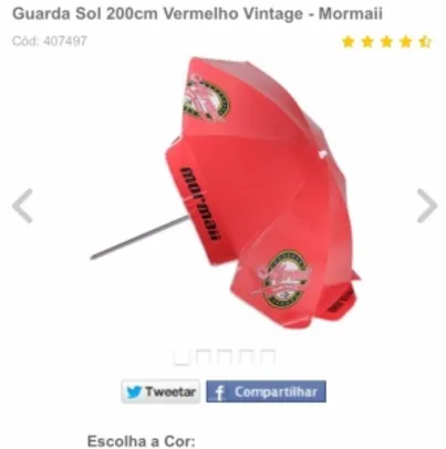 Guarda Sol 200cm Vermelho Vintage - Mormaii por R$ 49