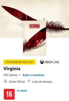 Jogo Xbox One - Virginia | R$ 4