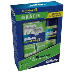 Kit Gillette com 4 Prestobarba3 SenseCare + 1 Espuma de Barbear