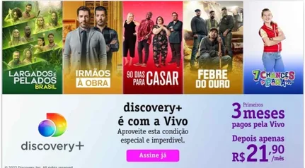 discovery+ 3 meses grátis para clientes vivo