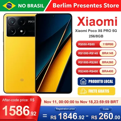 [Do Brasil] Xiaomi Poco X6 PRO 5G Versão Global | Smartphone 5G , ROM Global , Câmera 64MP , Carregador 67W 