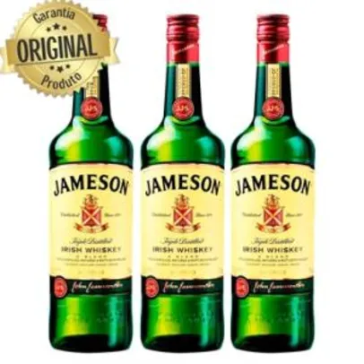 Kit com 3 Whisky Irlandês Jameson Standard Garrafa 750ml por R$ 139