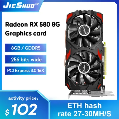 Placa de Vídeo AMD Radeon RX 580 8gb Jieshuo