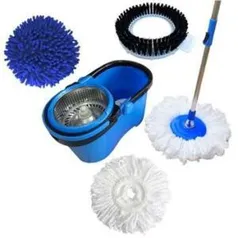 [Frete grátis] Balde Perfect Mop Pro 360 Inox Com 3 Refis Azul | R$ 96