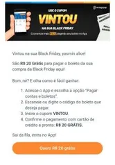 (Usuarios Selecionados) R$20 OFF Para pagamento do primeiro boleto no Recarga Pay