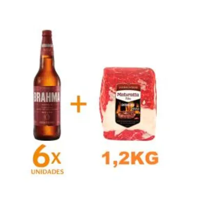 Kit 6 Cervejas Brahma Duplo Malte Garrafa 600ml + Entrecote Filé Costela Bovino Maturatta Friboi 1,2kg | R$56