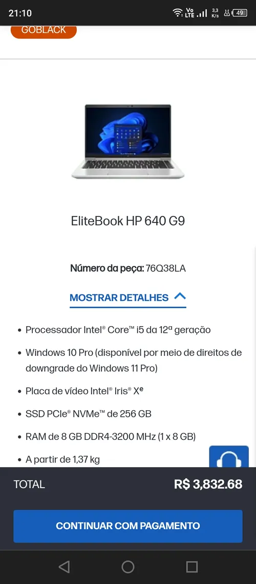 Imagem na descrição da promoção