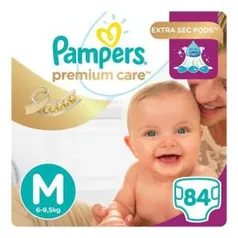 Fralda Pampers Premium Care Jumbo Até 84 Unidades - R$64