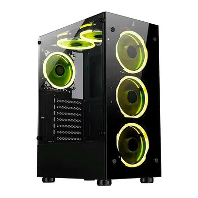 Foto do produto Gabinete Gamer | Rise Mode | Glass 06x Black Argb | 6 Fans