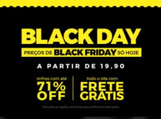 Black Day na Evino - Até 71% OFF e vinhos a partir de R$20