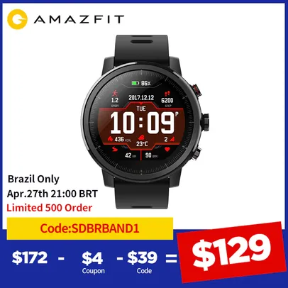 Smartwatch Amazfit stratos 3 - Versão global | R$976