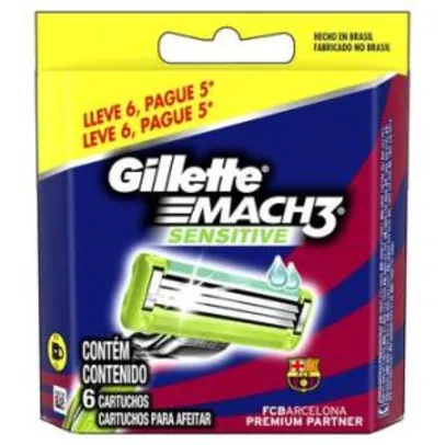 Carga de Barbear Gillette Mach3 Sensitive Barcelona 6 Unidades - R$ 29,90