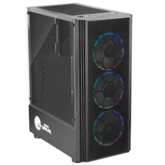 Gabinete Gamer Ninja Ares, Mid Tower, RGB, ATX, Black, Sem Fonte, Com 3 Fans