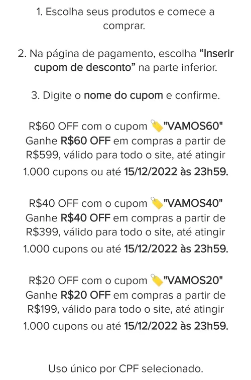 Imagem na descrição da promoção