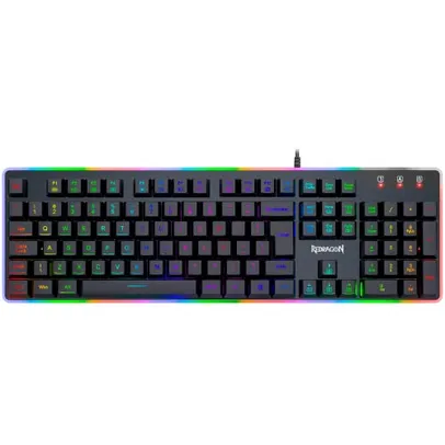 Teclado Gamer Membrana Redragon Dyaus 2 ABNT2 K509RGB, Preto