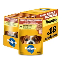 [SELECIONADOS / REC] Pack Ração Úmida Pedigree Sachê Frango ao Molho para Cães Adultos de Raças Pequenas 100 g - 18 unidades