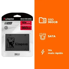 SSD 960 GB Kingston A400, SATA, Leitura: 500MB/s e Gravação: 450MB/s - SA400S37/960G