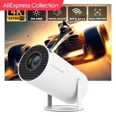 [google pay] Projetor Hy300 4k Android 11 Wifi6 200 Ansi H713 Bt5.0 1080p 1280 720p Casa