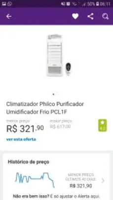 Climatizador e Umidificador de Ar Philco Pcl1f Frio - 127v R$ 322
