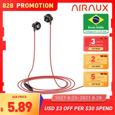 Fone de ouvido BlitzWolf AIRAUX HE1 3.5mm Stereo HD | R$35