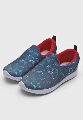 Tênis Slip On Infantil Tricae Eco & Fun Calce Fácil Game Azul-Marinho