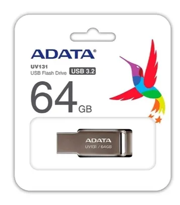 Pen Drive Adata UV131, 64GB, USB 3.2, Cinza - AUV131-64G-RGY