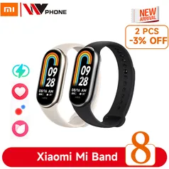 Smartband Xiaomi Mi Band 8 com tela AMOLED - Relógio inteligente Bluetooth, 150 modos de esportes 