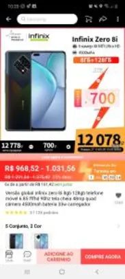 Smartphone Versão global infinix zero 8i 8gb 128gb | R$ 969