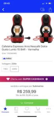 Cafeteira Dolce Gusto Arno - Lumio Automática - R$260