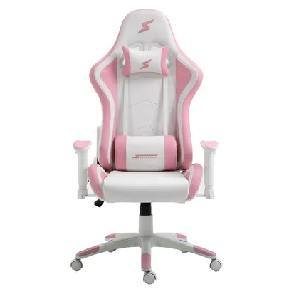 Cadeira Gamer SuperFrame Goddess, Reclinável, Suporta até 180KG, Rosa e Branco