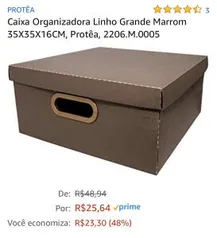 Caixa Organizadora Linho Grande Marrom 35X35X16CM | R$26