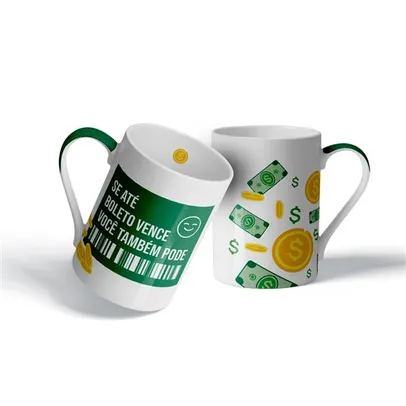 [AME R$ 8,34] Caneca de Porcelana - "Se até boleto vence, você também pode" - 370ml