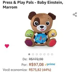 Brinquedo de pelúcia sonoro baby einstein | R$97